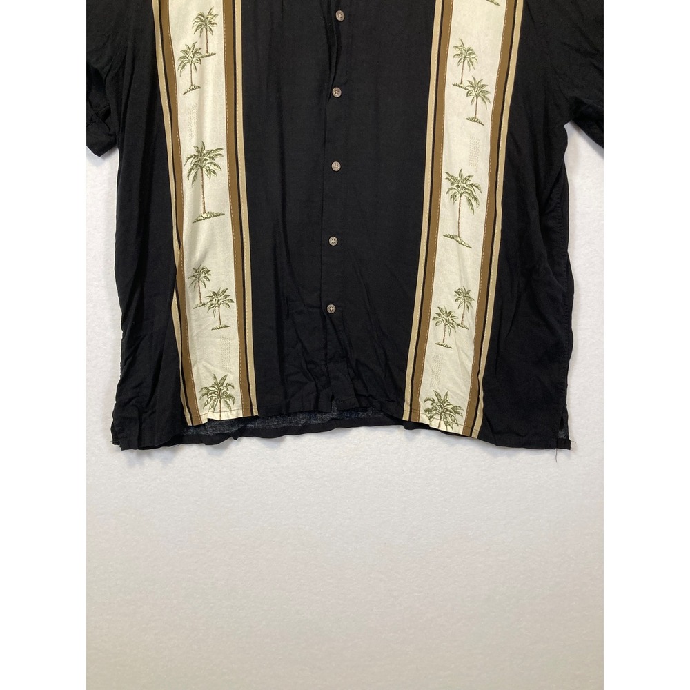 Batik Bay Button Up Mens XXL Black Palm Tree Tropical Rayon‎ Hawaiian Shirt - Picture 5 of 7